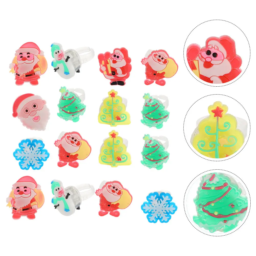 

72 Pcs Rubber Rings Christmas Flashing Luminous Snowflake Powered Glow Christmas Rings Toys Party Props Gifts