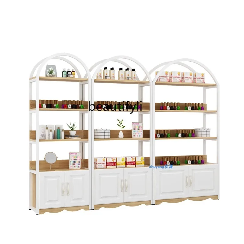 Beauty Salon Product Display Cabinet Shelf Nail Cabinet Cosmetics Display Shelf Skin Care Products Container