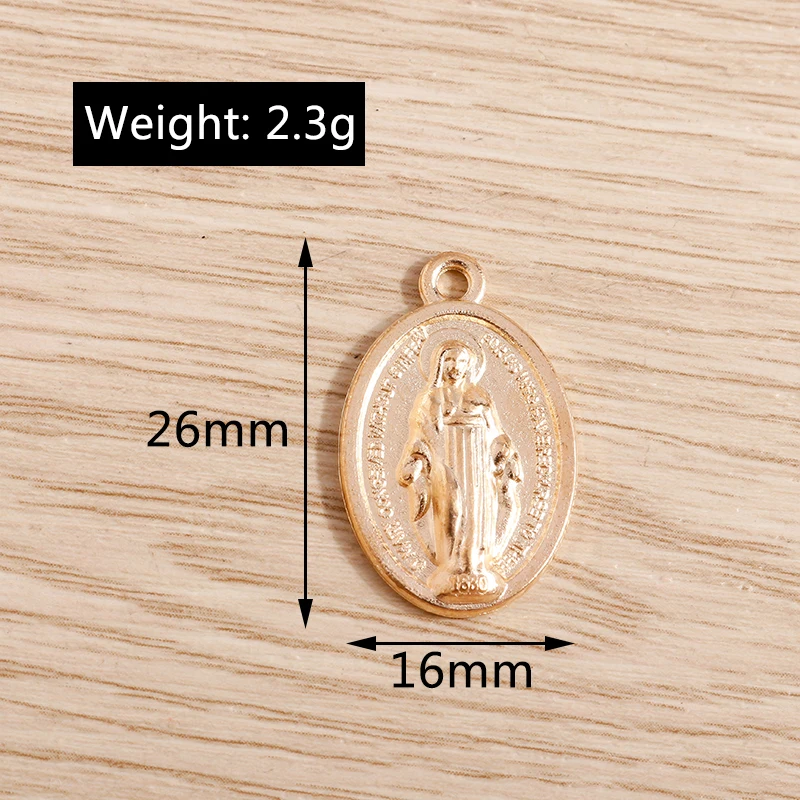 Tusember 10 Stück 26 x 16 mm ovale runde Jungfrau-Maria-Anhänger aus Legierung für DIY-Ohrringe, Halsketten, Schmuckherstellung, handgefertigte Accessoires – Detail 1