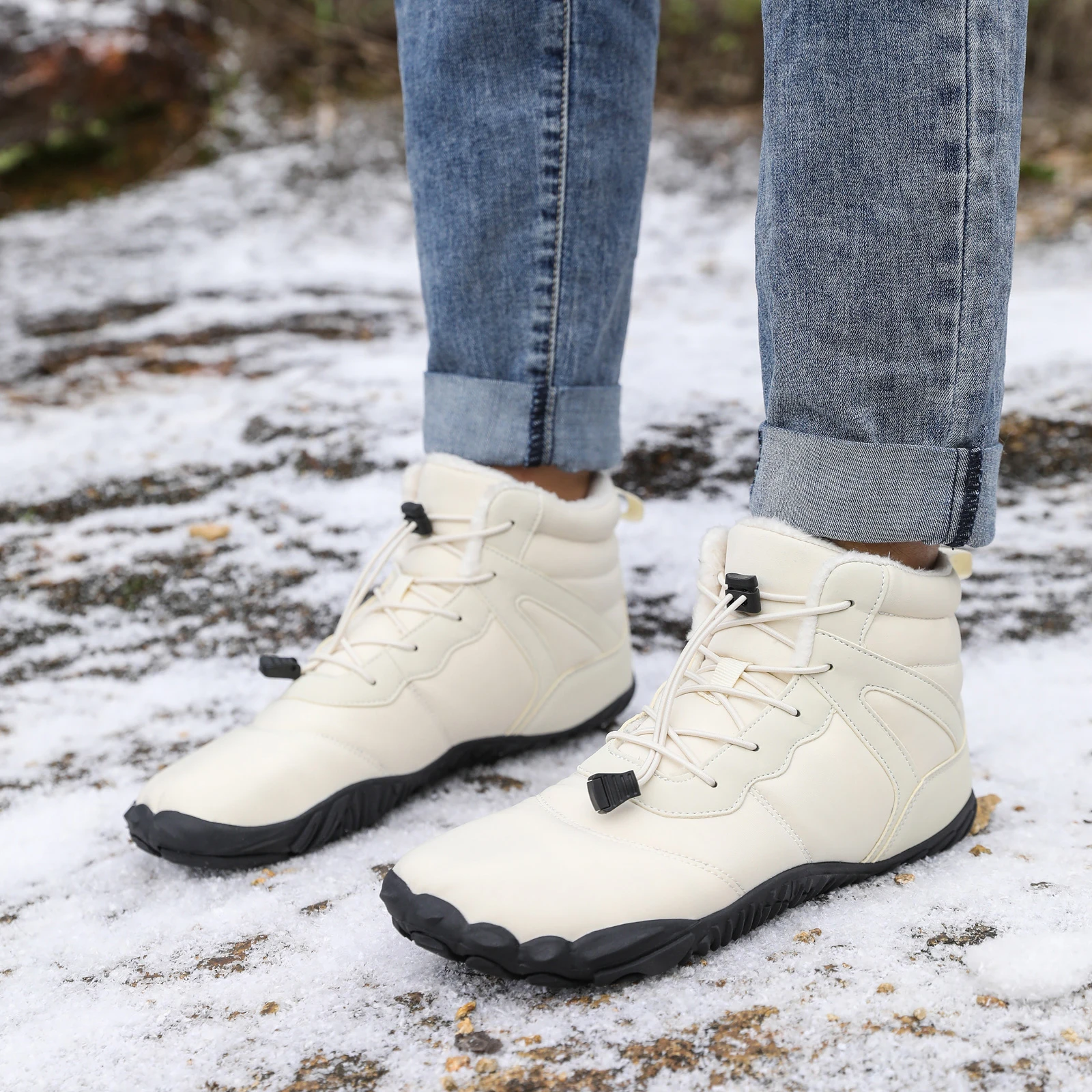 Botas de nieve para hombres y mujeres, zapatos de senderismo al aire libre de invierno, botas de senderismo casuales con forro de piel impermeables y cálidas