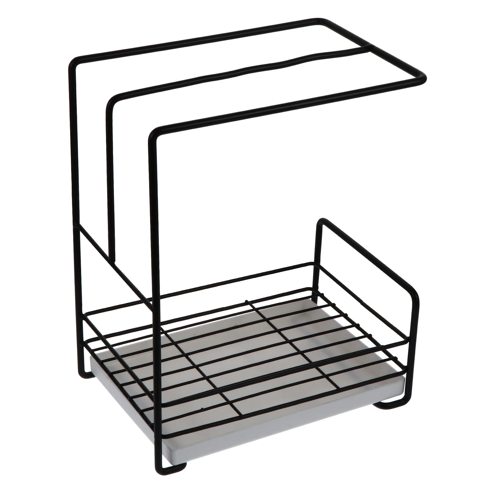 

Wipe Rack with Tray Wet Sponge Air Dry Storage Kitchen Bounce Sink Stainless Steel Organizer Quick Draining