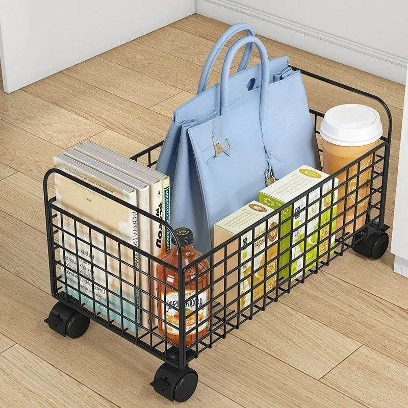 2026 School Bag Storage Pulley Student Office Desktop Storage Cabinet Placement Rack Mobile Bookshelf Shelf Trolley