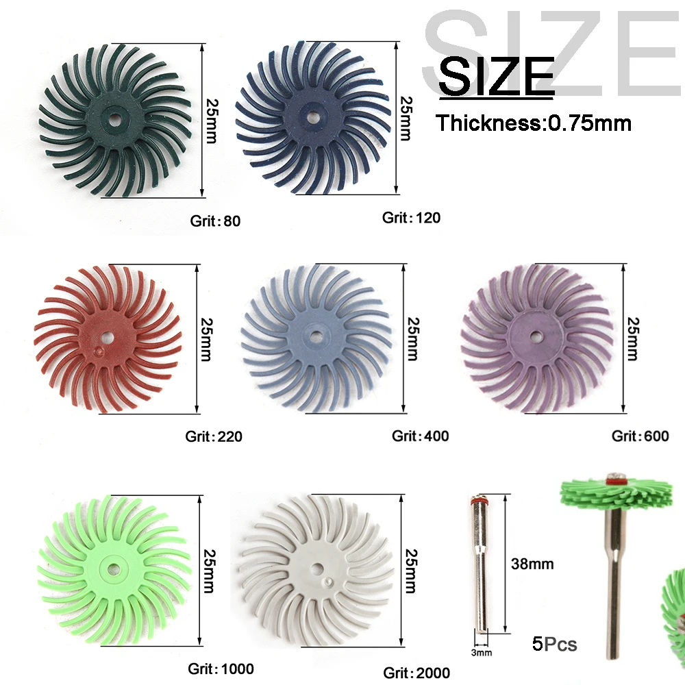 41 stücke 1 Zoll Radial Bristle Disc Kit Schleif Pinsel 1/8 "3 2,35mm Schaft Detail Polieren Rad für dreh Werkzeug Zubehör