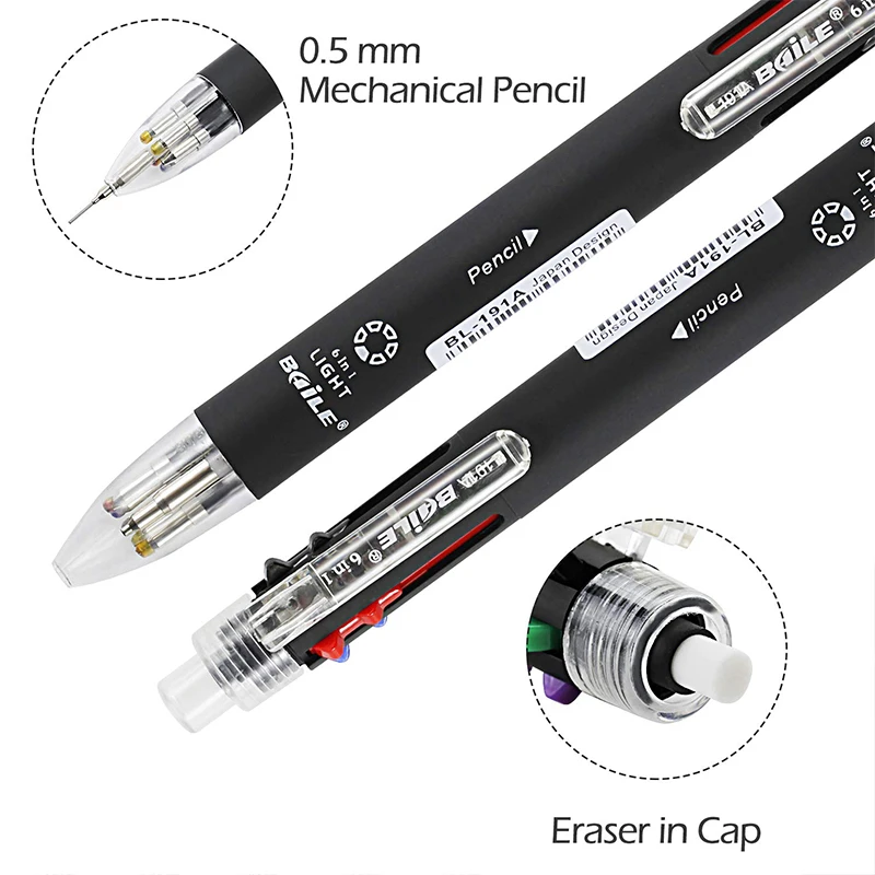 70Pcs 6 In 1 Multifunction Pen With 0.7mm 5 Colors Ballpoint Pen Refill And 0.5mm Mechanical Pencil Lead Set Multicolor Pen