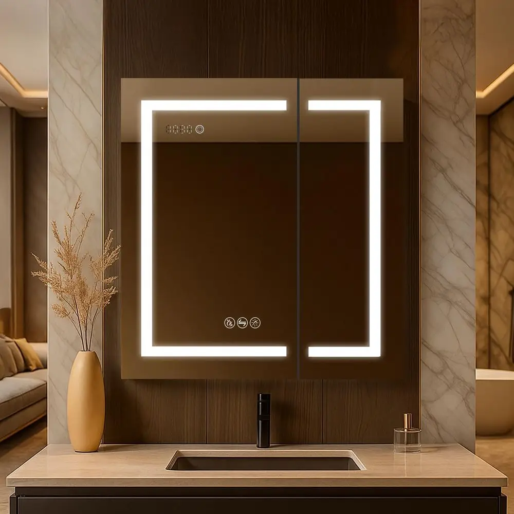 

Illuminated LED Mirror Medicine Cabinet with 3X Magnification, Dimmer, Outlets, and USB Ports (30x32)