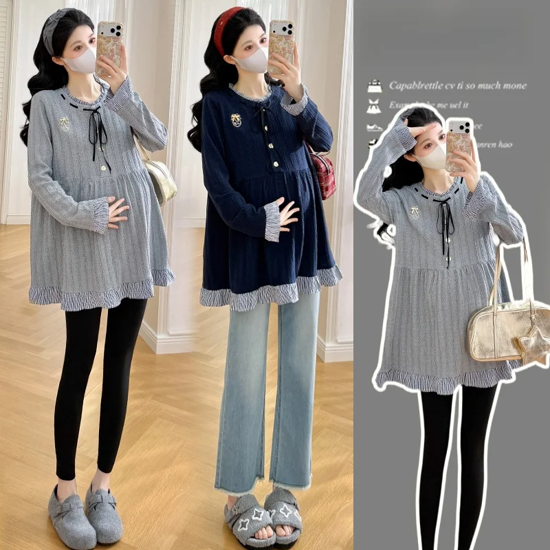 maglieria-premaman-autunno-inverno-con-motivo-a-quadri-vestibilita-ampia-copertura-per-la-pancia-finta-camicia-a-due-pezzi-stile-coreano-maniche-lunghe-girocollo