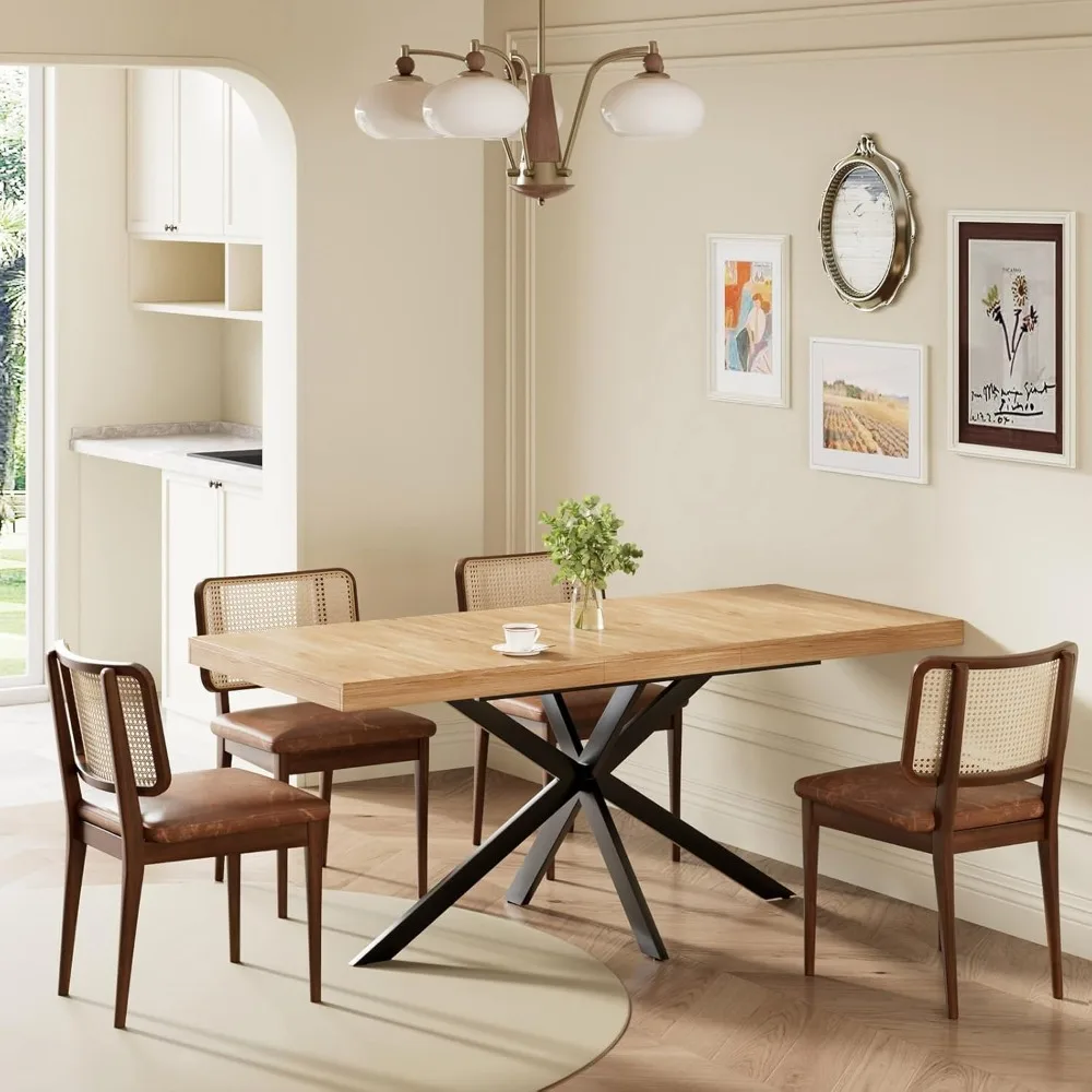 

55''-70.9'' Extendable Dining Room Table for 4-8, Rectangle Expandable Dining Table with Removable Leaves Space Saving, Wooden K