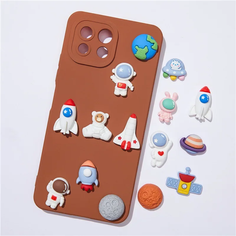 10 szt. Kartonik Kawaii astronauta rakieta seria kosmiczna kamienna figurka z żywicą płaskie plecy akcesoria do włosów dekoracja telefonu