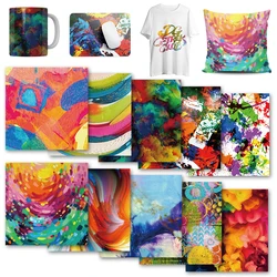 WOWOCUT Watercolor Infusible Transfer Ink Sheet 1 PCS 12x12 IN Blue Pink Purple Color Sublimation Paper for T-Shirt Hat Mugs DIY