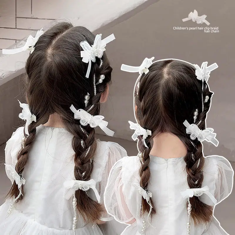 Laços de cabelo para meninas 2025, nova princesa, fita longa, grampos de cabelo, trança, acessórios de cabelo, moda, clipes de arco para crianças
