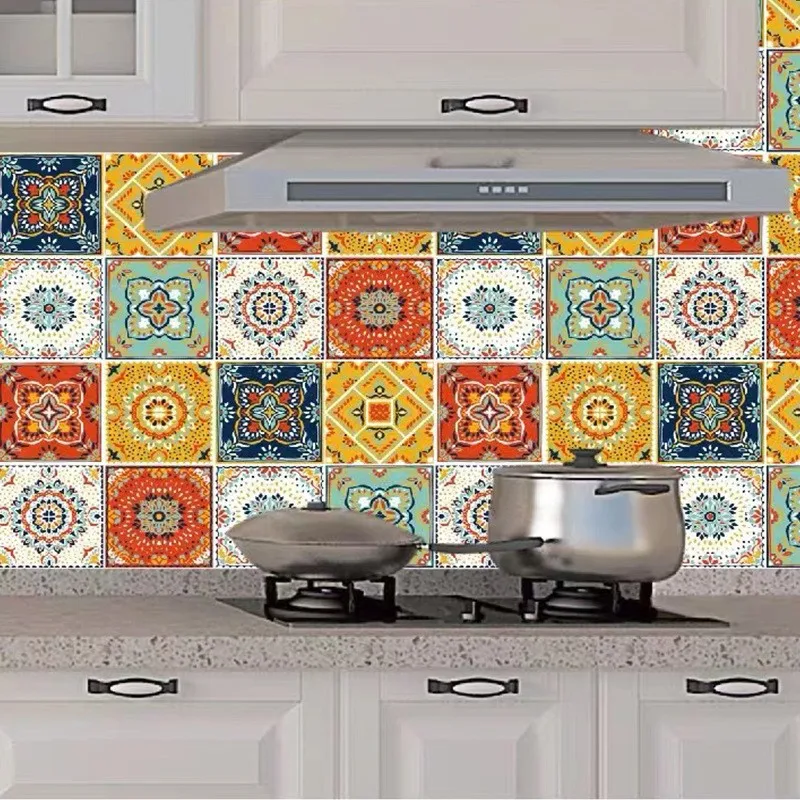 40cm American wall sticker mosaic self-adhesive waterproof oil proof wallpaper stove kitchen furniture renovation wall sticker