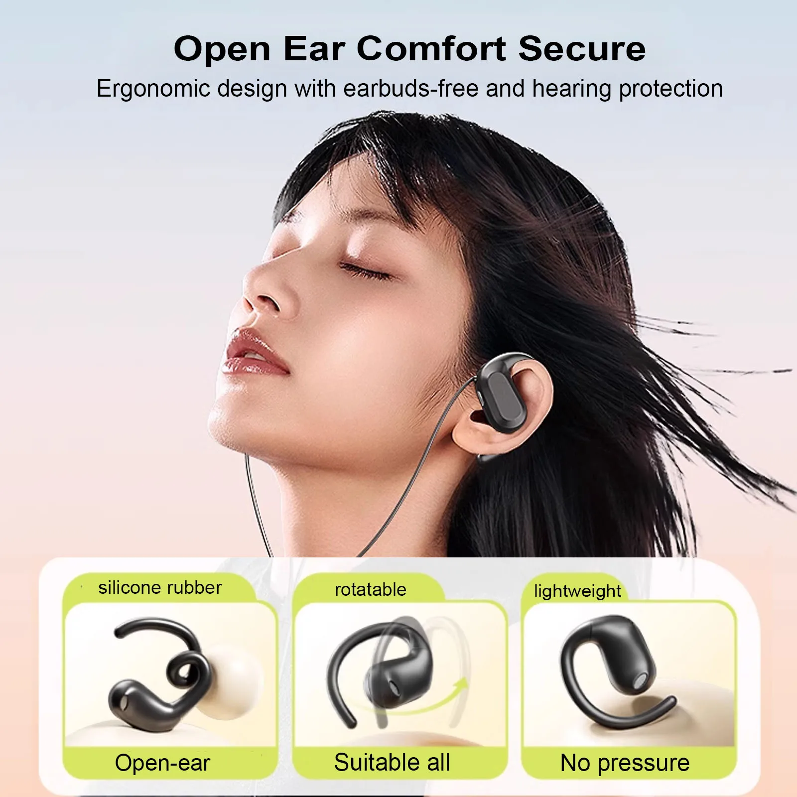 3.5mm/Type C Open Ear Wired Headphones Headset Wired Earphones Mic Stereo Earbuds Sports In-line Control For Galaxy S23 S21 S22