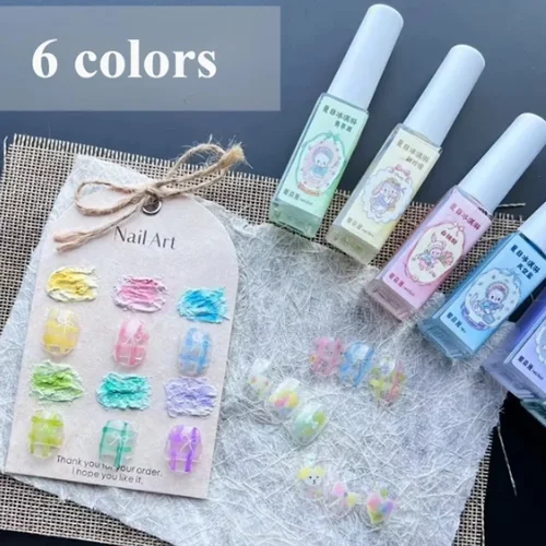 Nueva arte de uñas, 6 colores, 6ML, solución de tinte de uñas de helado de verano, patrón creativo de uñas, solución de tinte de diseño DIY, decoración de uñas para mujer