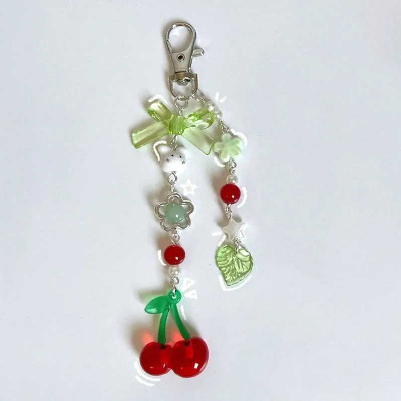 fruit bunny beaded keychains peach y2k