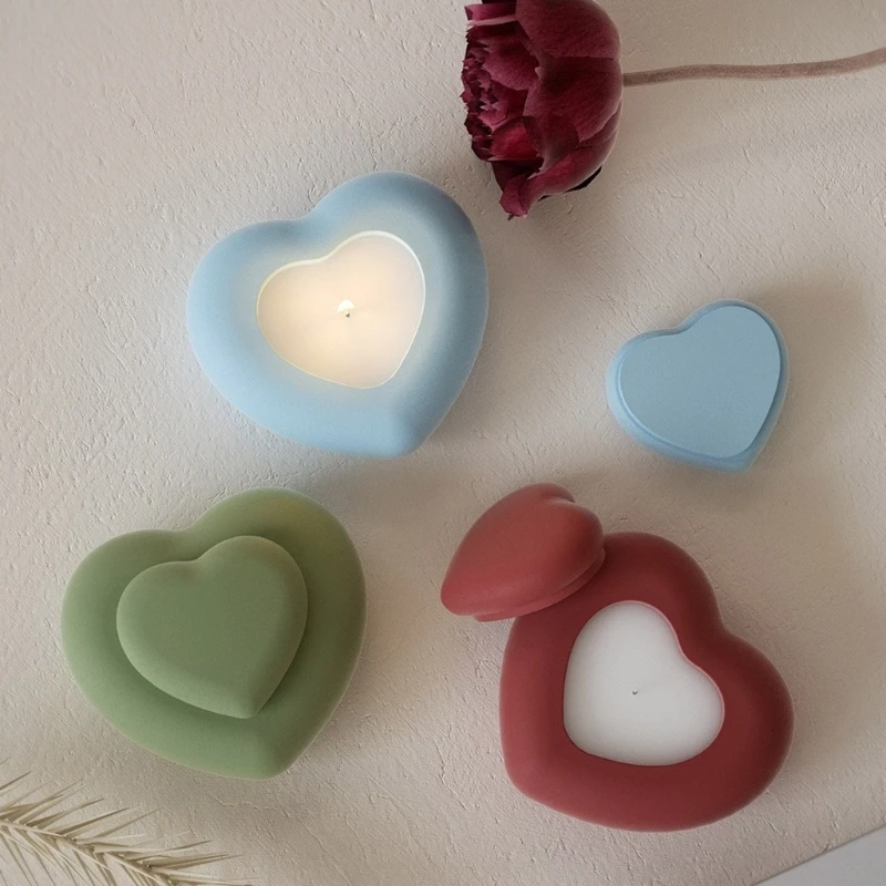 Accesorio molde corazón silicona fácil desmoldar para candelabros y vasos almacenamiento