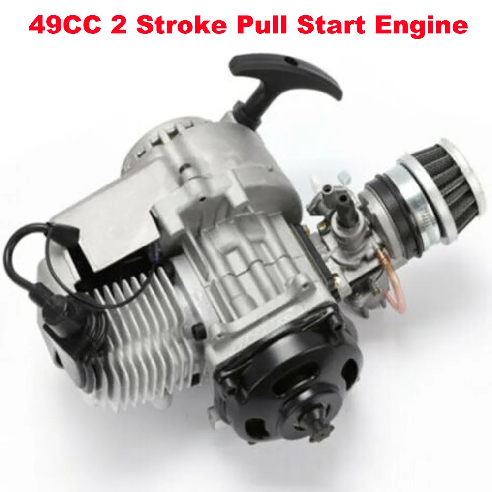 49cc alumínio dois tempos minimoto motor peças kit pull start unidade de motor completa para scooter bolso dirt bike quad atv