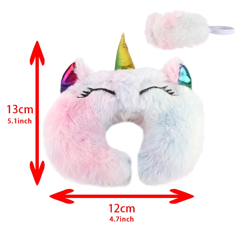 Doll Accessories Neck Pillow+Eye Mask Set Cute Unicorn Plush Heart Neck Pillow Suit For 18-inch American&43cm Baby Newborn Dolls