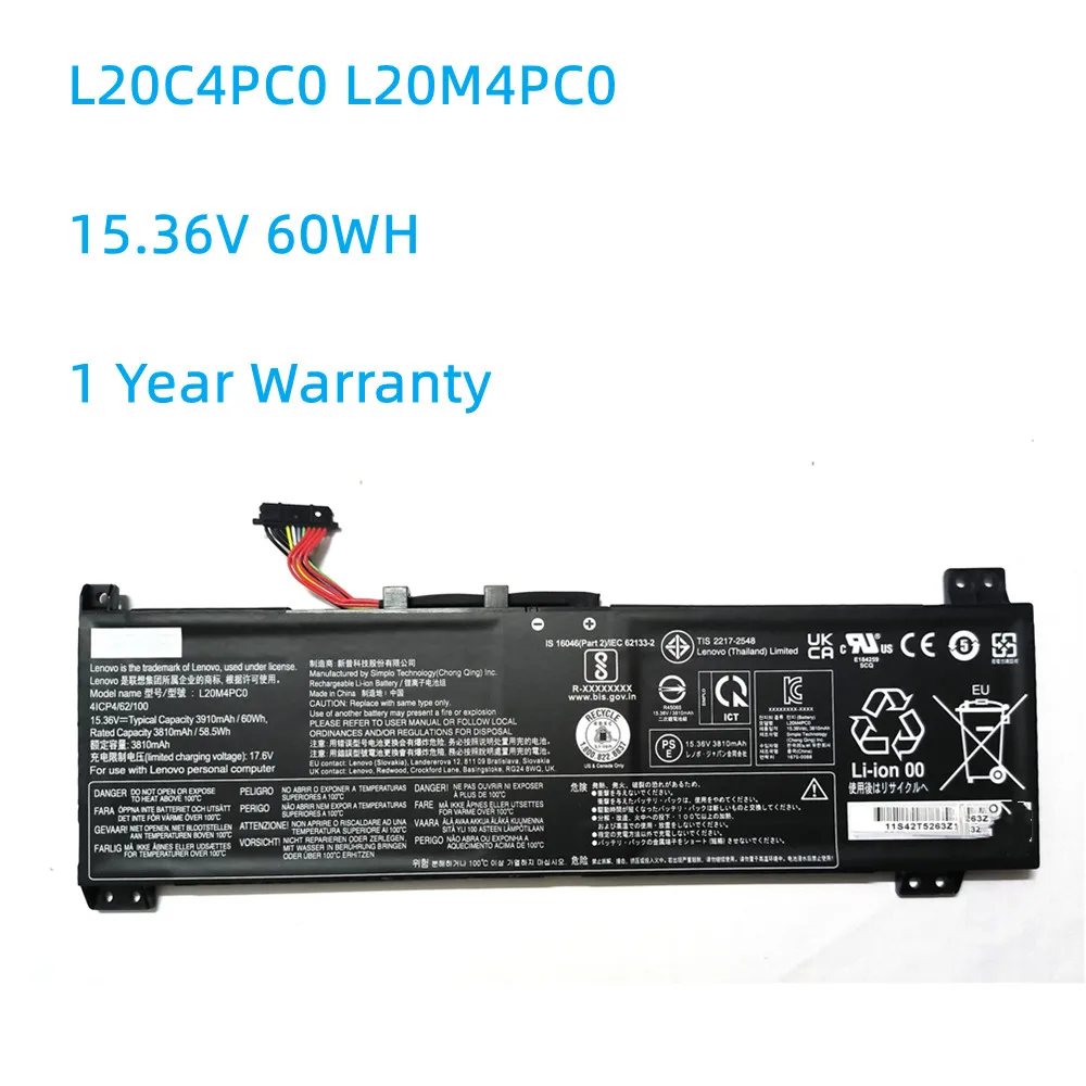 L20M4PC0 L20C4PC0 15.36V 60WH Laptop Batterij Voor Lenovo Legioen 5-15ACH6H L20D4PC0 L20L4PC0 5B11B48819 SB11B48820 5B11B48817