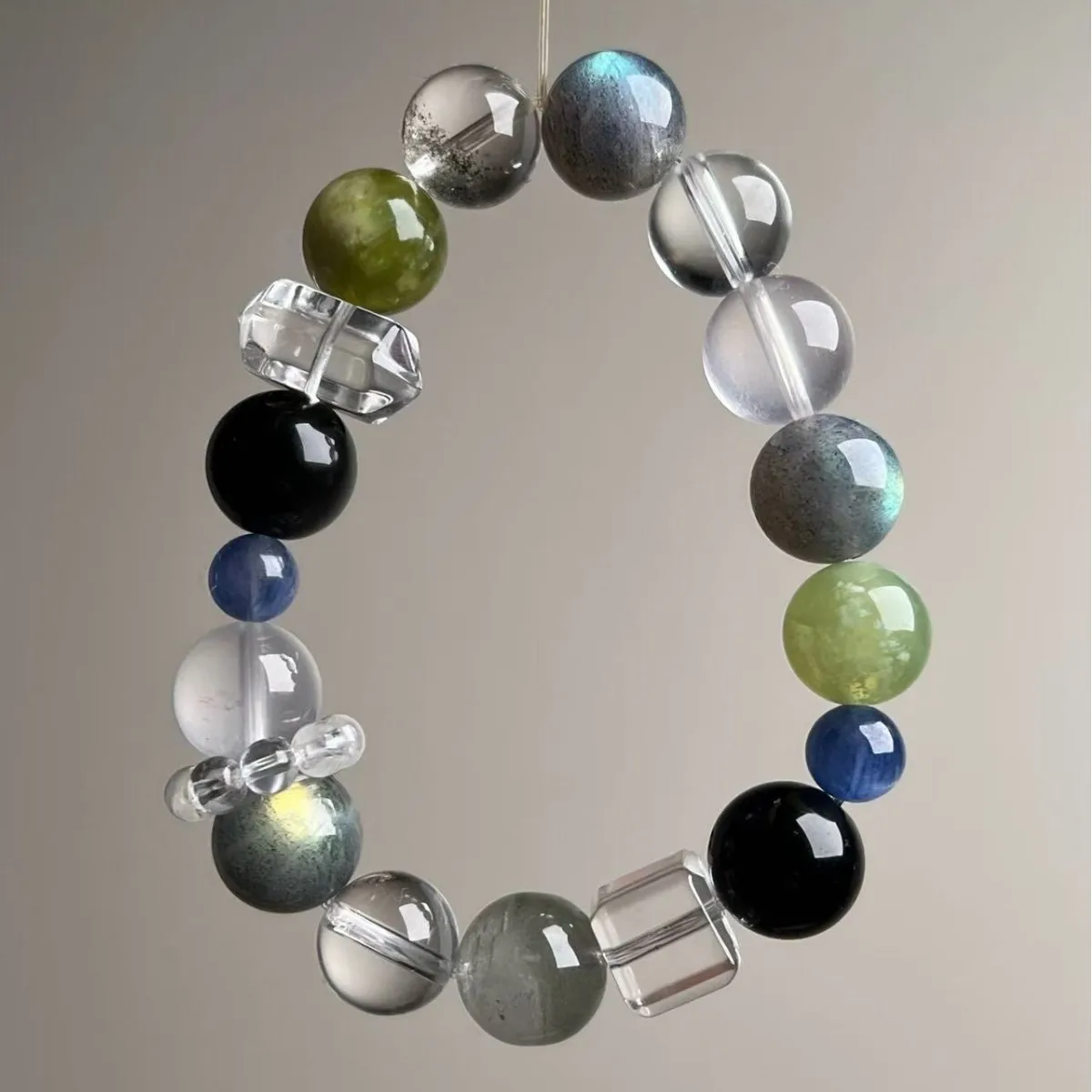 Natural Crystal Bracelet, White Crystal, Obsidian Duobao Crystal Bracelet, Light Luxury and Fashion