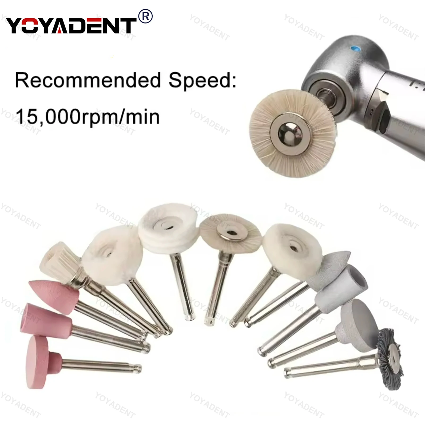 Dental Polishing Set Mixed Brush Head Polishing Grinding Head For Low Speed Handpiece Fit Resin Ceramic Etc Burnishing 12Pcs/Box