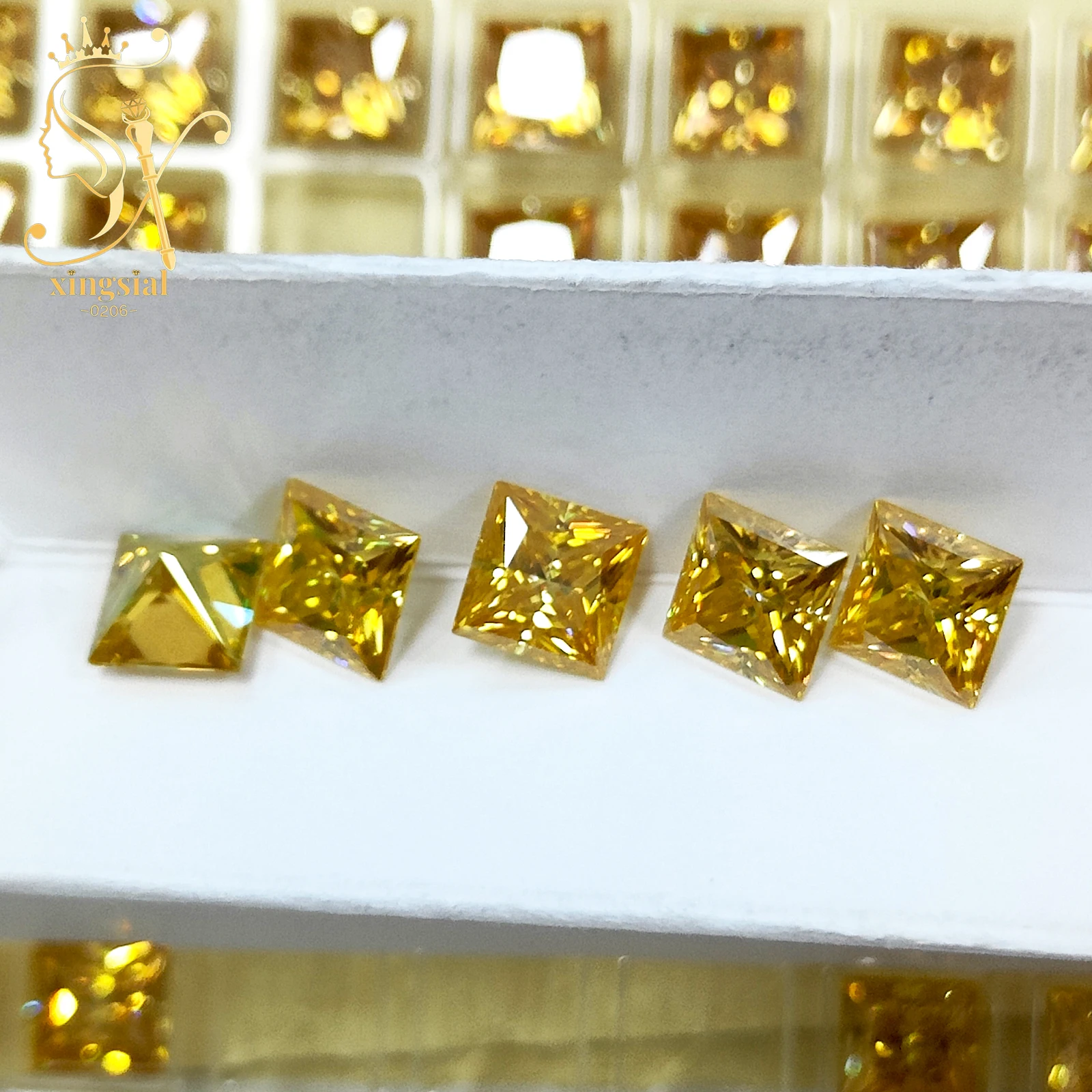 Golden Yellow With GRA Certificated Princess Cut Moissanite Pass Diamond Tester for DIY Jewelry Making Loose Gemstone Factory