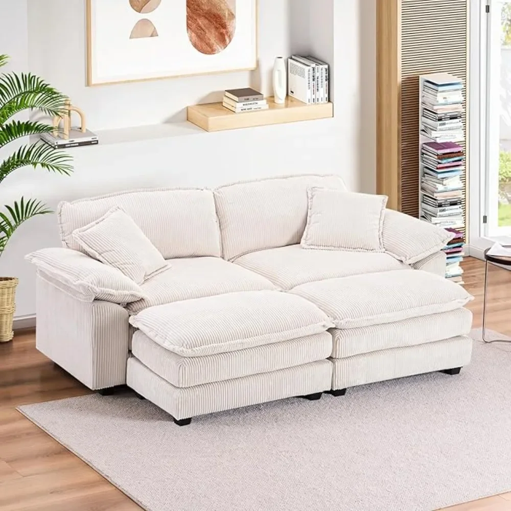 

84.6" Sectional Sofa Couch for Living Room,Modern Upholstered Corduroy L Shaped Couch with Chaise,Comfy Deep Seat Loveseat Sofa