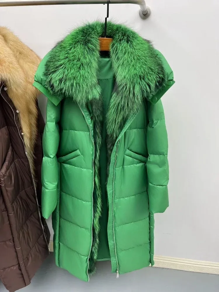 Lightweight Padded Jacket Reality Fur for Women Goose Down Coat Real Fur for Women Jacket Natural Fur Clothing Women Down Jacket