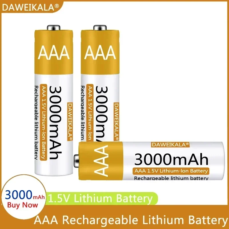 

AAA Battery 1.5V Li-ion AA Rechargeable Battery 3000mAh AA Lithium-ion Battery for remote control mouse small fan Electric toy