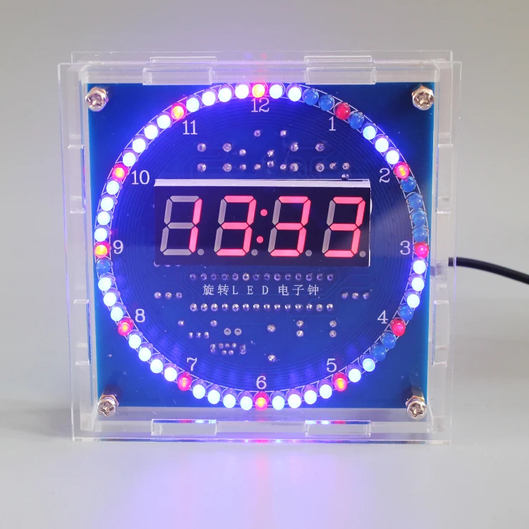 YANXD DS1302 DIY Rotating Digital LED Display Module Alarm Electronic Digital Clock Kit 51 SCM 5V (NO Battery)