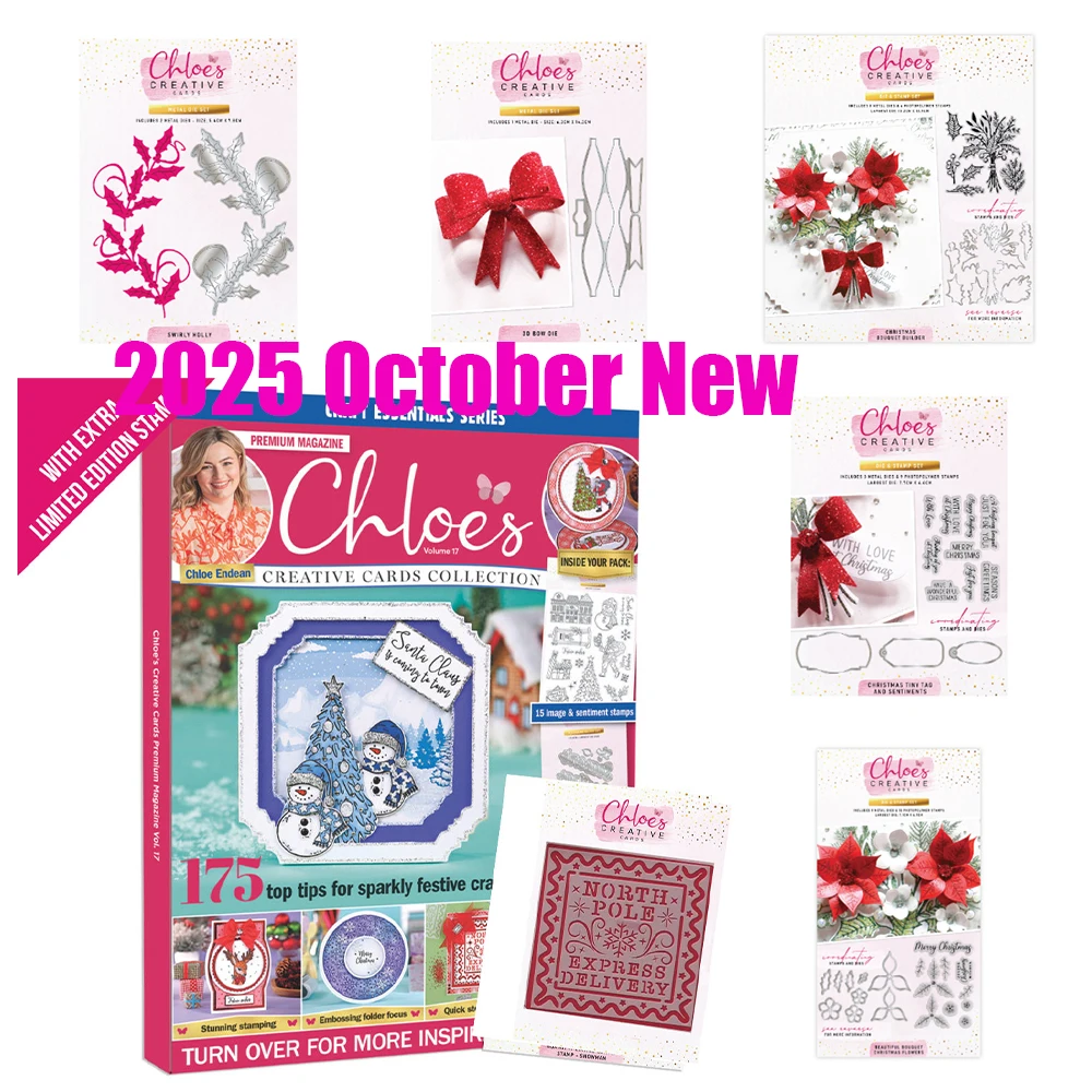 

2025 October New Metal Cutting Dies Stamps for DIY Photo Album Scrapbook Greeting Diary Christmas Bouquet Builder Swirly Holly