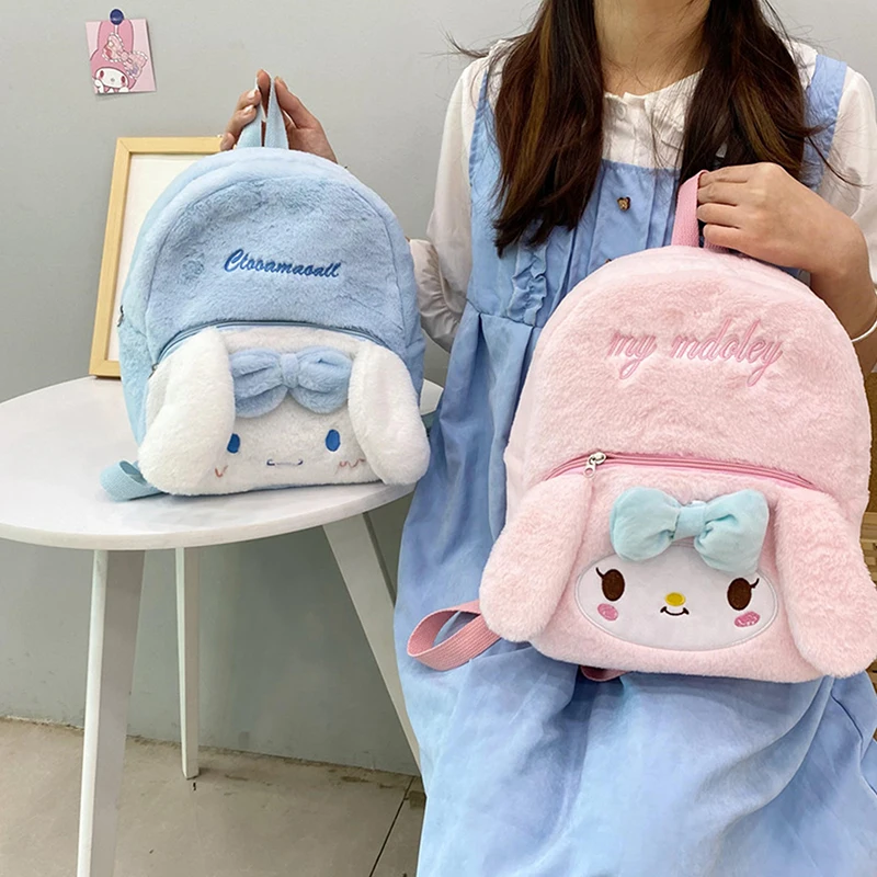 Sanrio Kuromi Kaneel Hond Melodie Cartoon Pluche Schattige Rugzak Vrouwen Mode Kleine Tassen Japanse Stijl Studenten Schooltas