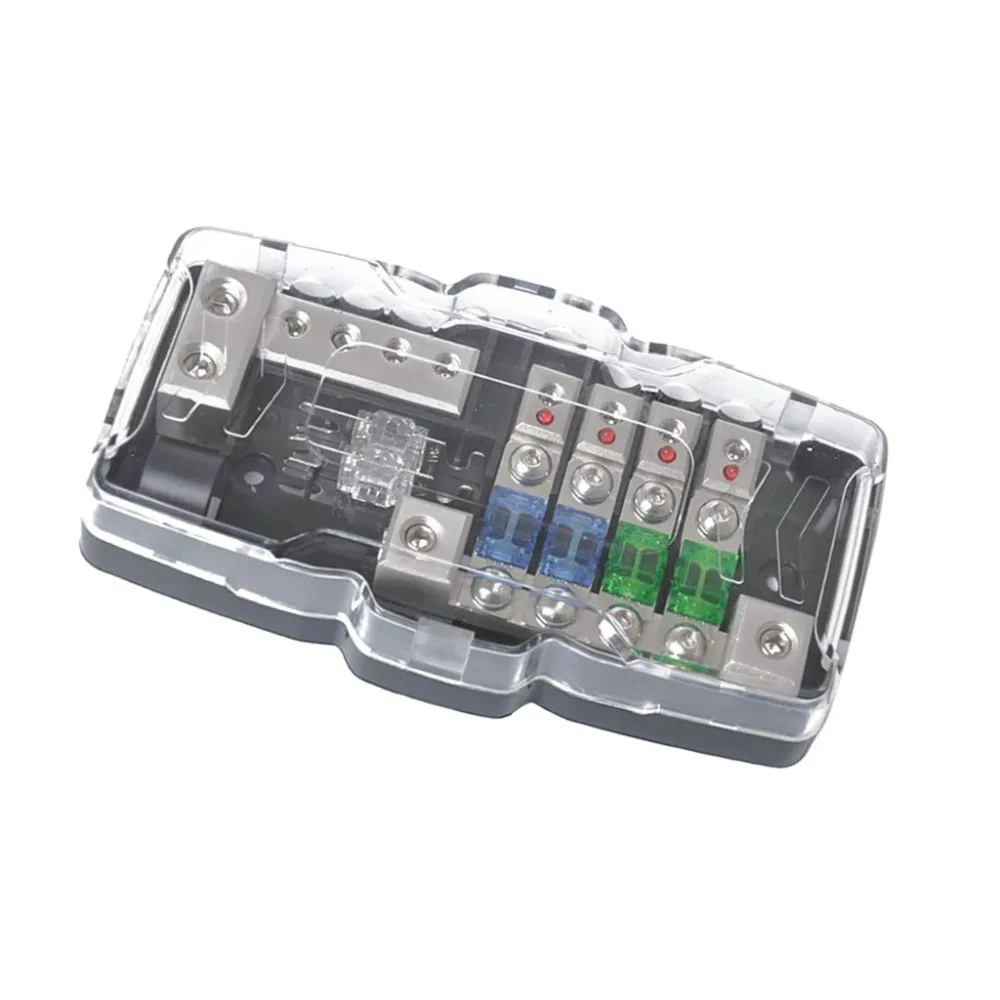 Car Audio ANL Fuse Holder Power Distribution Block Fusebox 2 Input 4 Output Automotive Clocks Fusible Auto Fuse Box