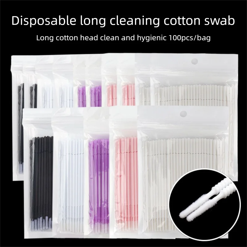 

100 пакетов, привитые накладные ресницы, чистящий ватный тампон, одноразовая нить, длинная полоска, ватный тампон для удаления татуировки ресниц, инструмент для макияжа