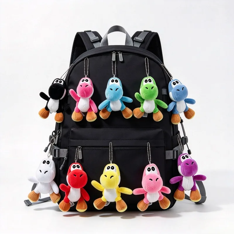 Yoshi Plush Keychain Multicolored Cute Dinosaur Soft Plush Pendant Mini Backpack Bag Charm Mushroom Cartoon Key Ring Lovely Gift