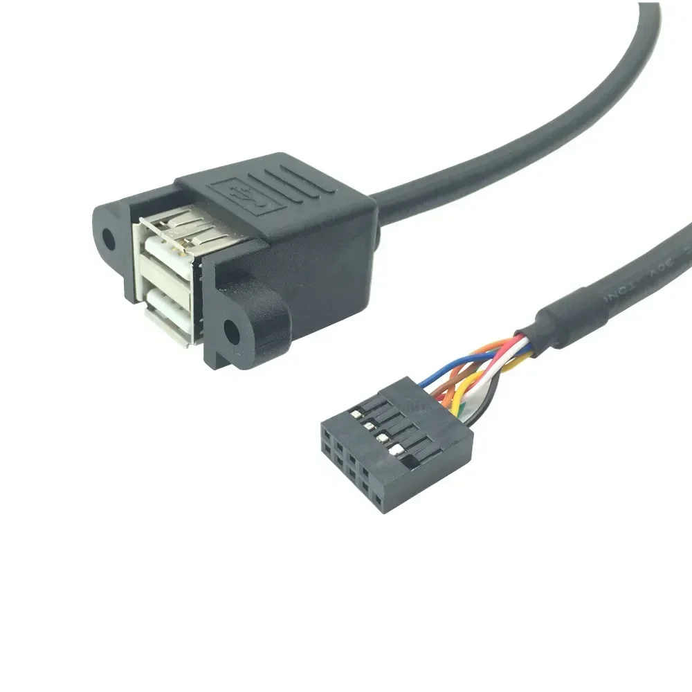 Motherboard Internal 9Pin To Dual-Port USB 2.0 A Female Panel Mounting Data Cable Computer Cable 0.3M 0.5M
