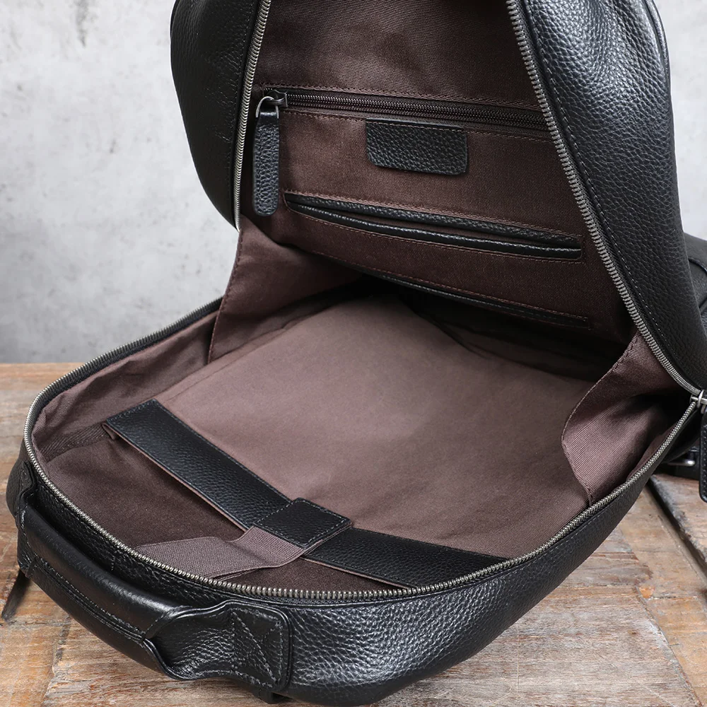 S.WORKER Großer Klassischer Echtleder-Tagesrucksack Geschenk für Männer Lässige Schultaschen Reise-Herrenrucksack – Detail 16