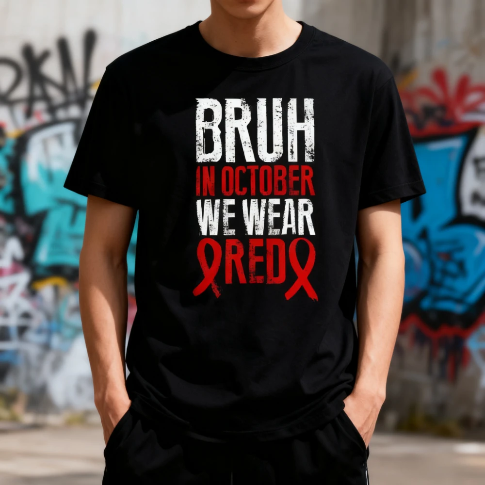Anti-Drug Awareness Bruh Red Ribbon Week T-Shirt for Men Women Daily Life Printed Streetwear October School Teacher Clothing