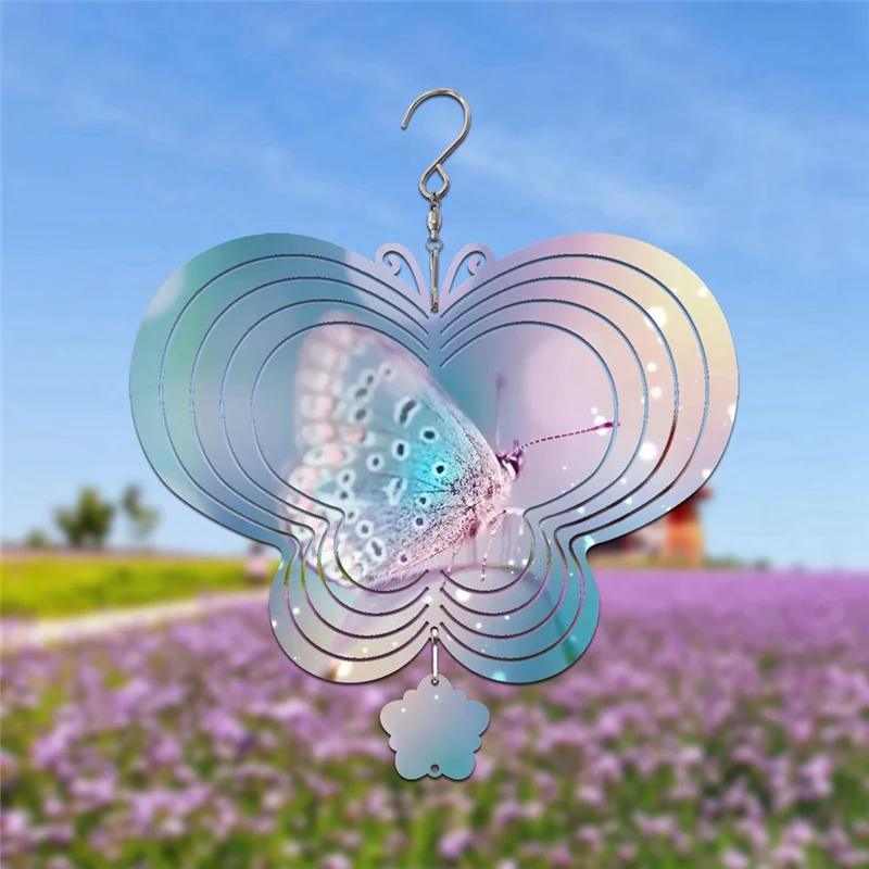 2 Pack Butterfly Sublimation Wind Spinner Blanks,10 Inch Metal Sublimation Blanks Hanging Spinners for Yards & Garden