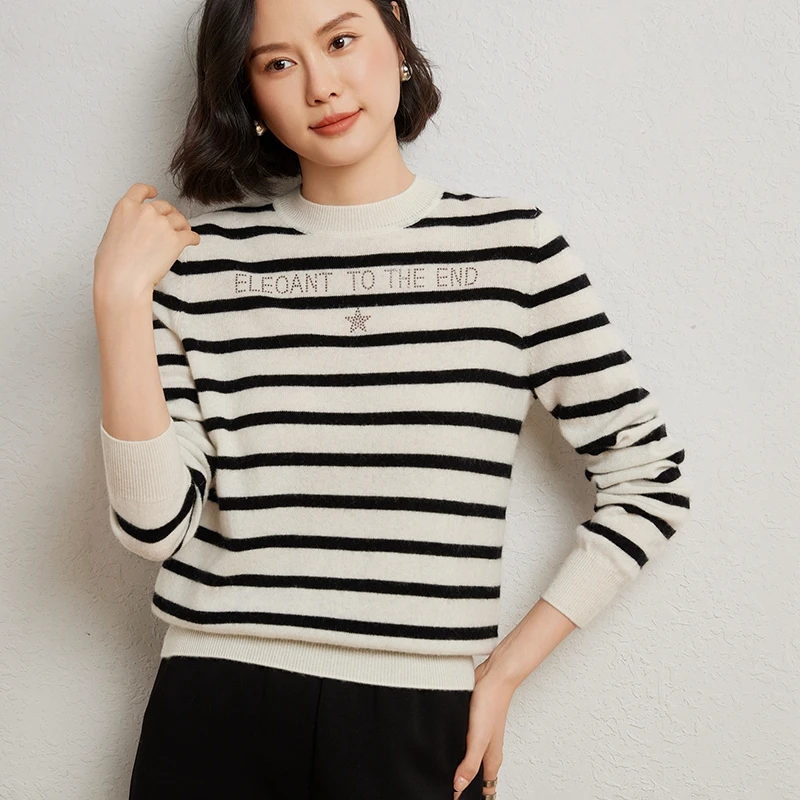 

Mock-Neck High Quality Women's Long Sleeve Knitwear Sweater Spring And Autumn 100% Merino Wool Soft Warm Clothing Tops