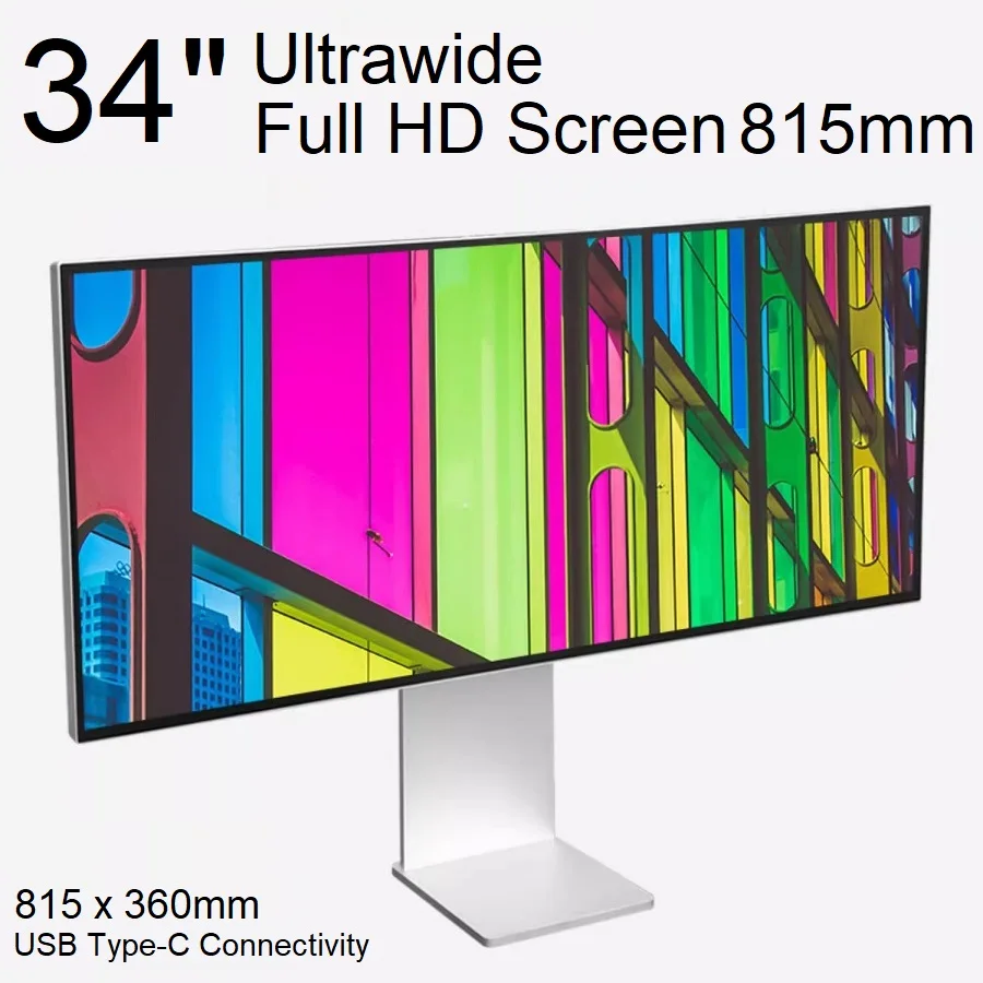 34” Full HD Ultra Wide Screen, Monitor in Aluminum Alloy Housing, Stretched LCD Display 815mm Length