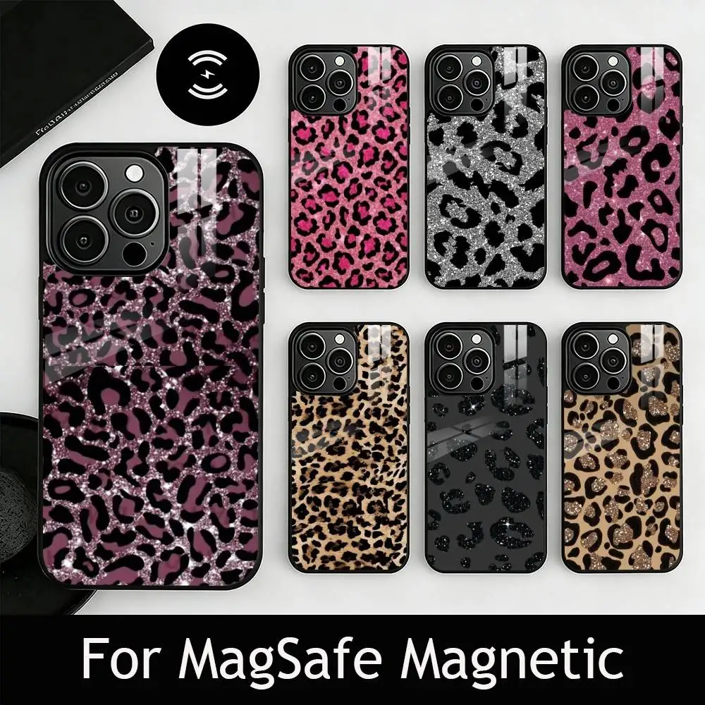 

Leopard print Phone Case For iPhone17,16,15,14,13,12,11 Plus,Pro Magnetic with Magsafe Wireless Charging