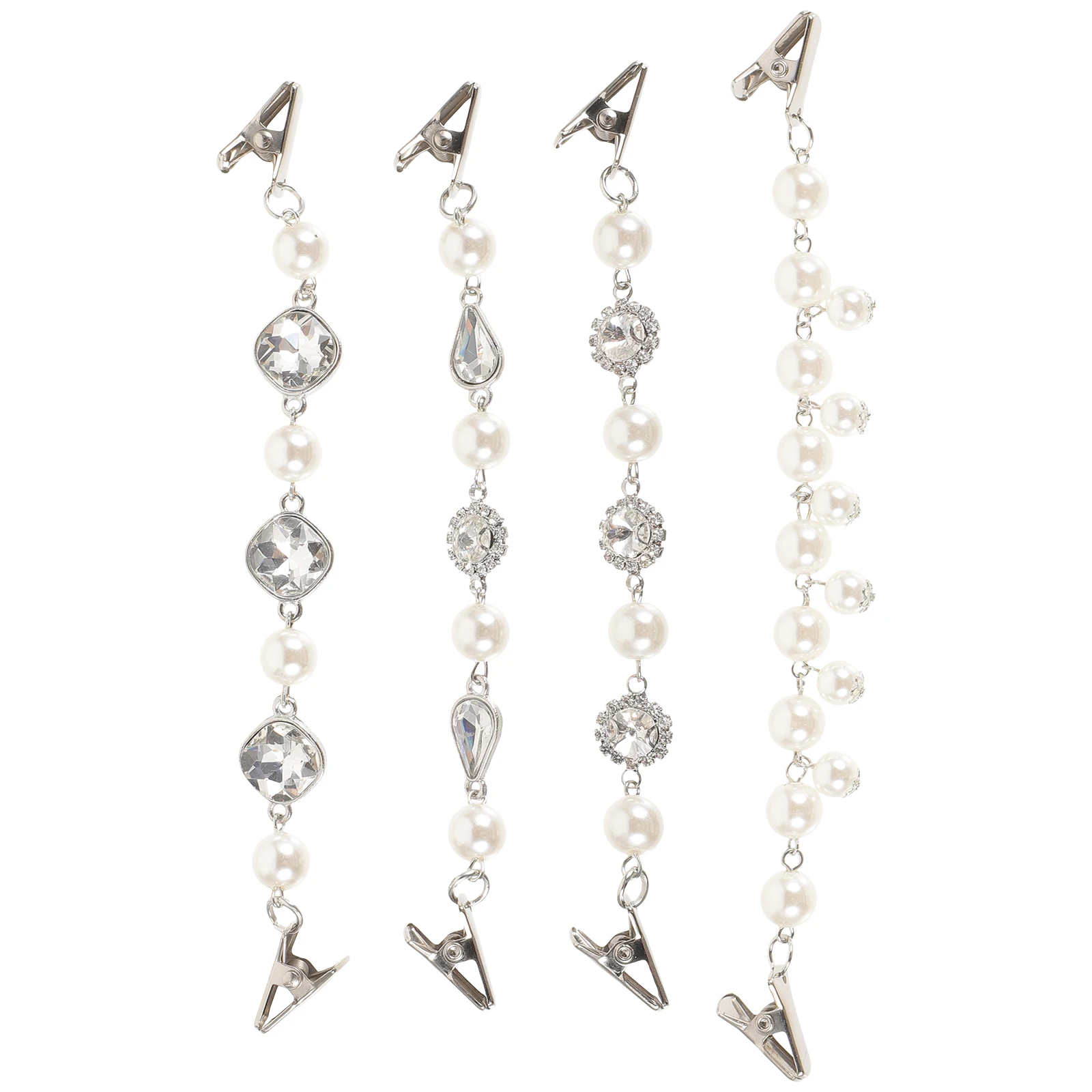 

4pcs Vintage Brooch Clips Shawl Clip Sweater Accessories Pearl Design Alloy Material For Coat Dress Scarf Elegant Fashion Women
