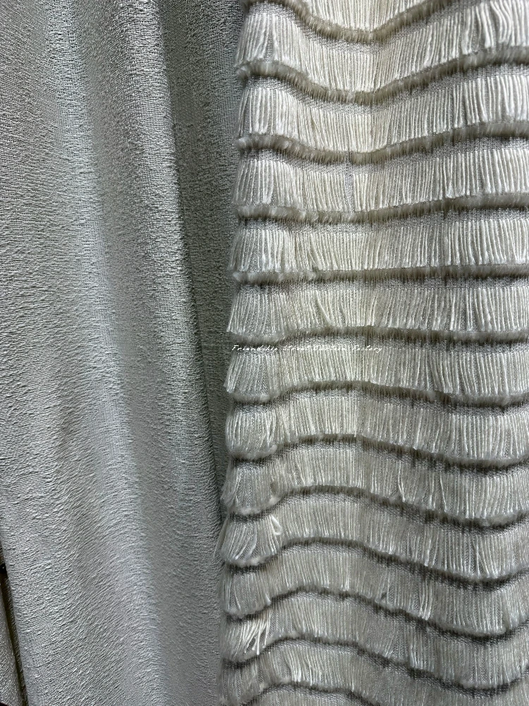 New French Three-dimensional Wave Tassel Multi-layer Skirt Curtains for Living Room Bedroom French Window Customized White