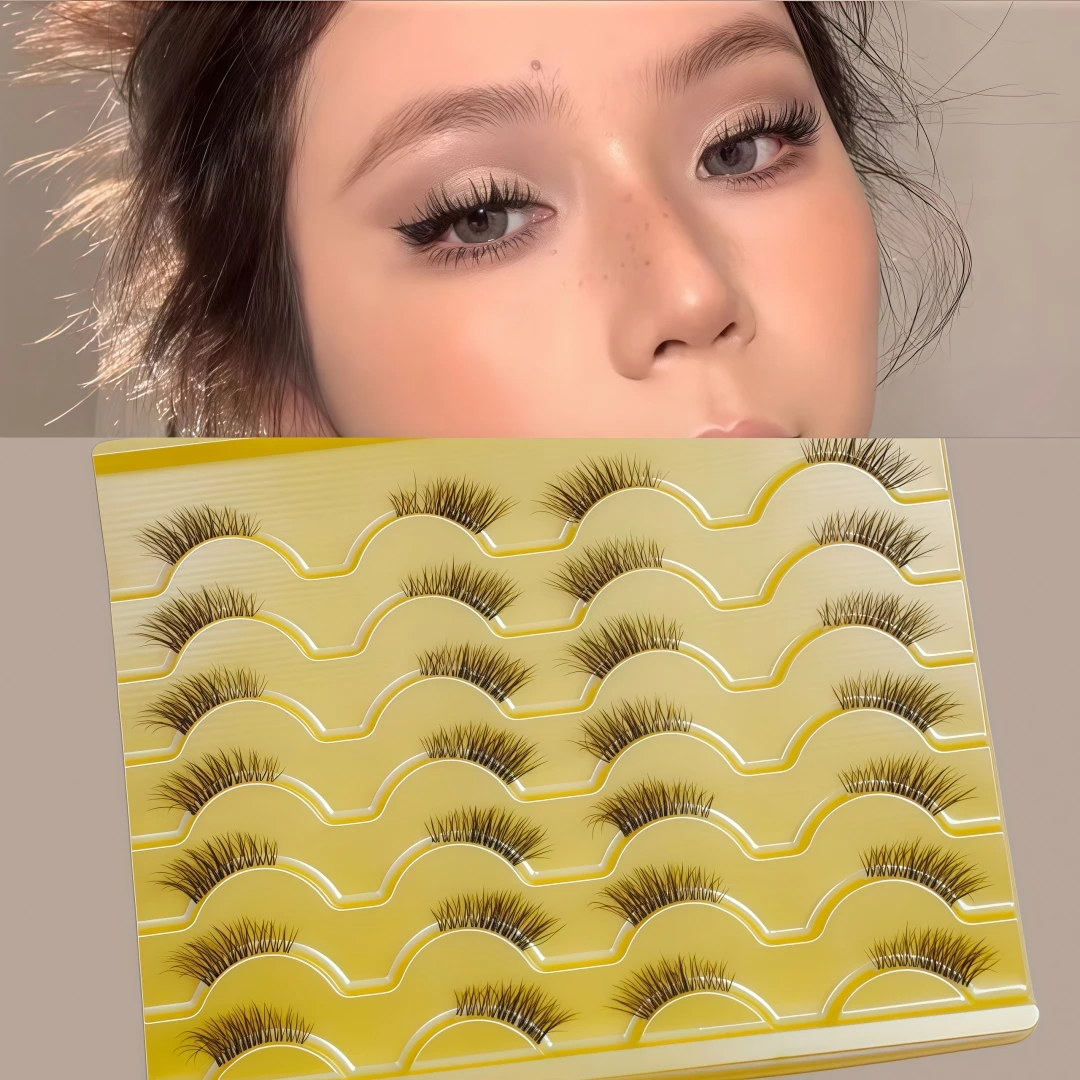 3D Euro-American Style Natural Fresh Realistic False Eyelashes, Secondary Lash Clusters, 14 Pairs Cross-Border Half-Lash False E