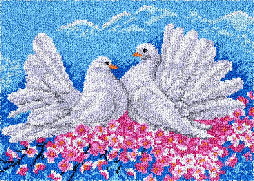 Two pigeons carpet embroidery set Hobby diy latch hook kits plastic canvas for bag smyrna arts crafts rugs mesh making tapestry