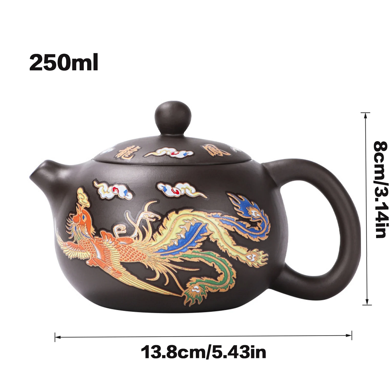 Hand-made Dragon and  Teapot Color-changing Purple Clay Teapot for Wood Stove or Stovetop