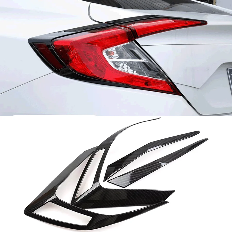 

1Set Carbon Fiber /Silver Rear Lamp Eyebrow Strips Trim Light Frame Decorative Stickers Styling For Honda Civic 10Th 2016-2021