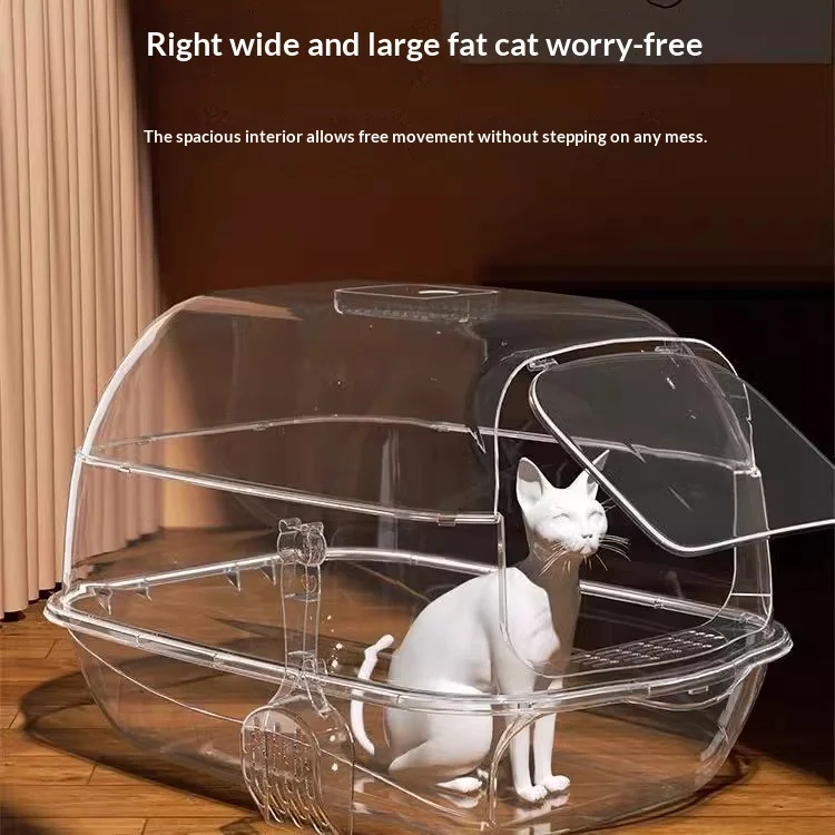 Caja de arena cerrada con asa para gatos, antiolores y fácil limpieza
