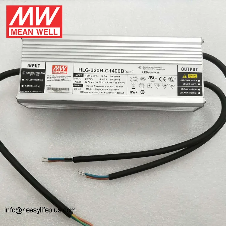 

Meanwell HLG-320H-C1400B 320W Constant Current Dimmable Hytec LED Driver