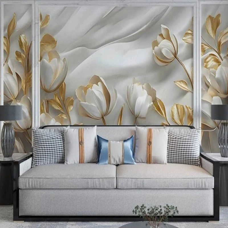3D Stereo Relief Custom Floral Wallpaper Modern Flowers Bedroom Living Room Office Decor Wall Painting Background Papier Peint
